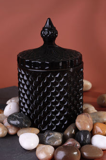 Misumi Sandalwood Scented Candle in Black Diamond Glass Jar