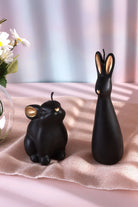 Black and Gold Velvet Hare and Bunny Sculptural Candle — G Decor
