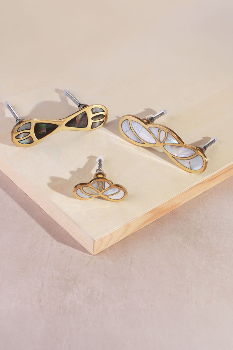 Papillon Royale Mother of Pearl and Brass Cabinet Pull Handle