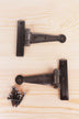 4″ or 6″ Pair of Hand-Forged Penny End T Hinges in Pewter Finish