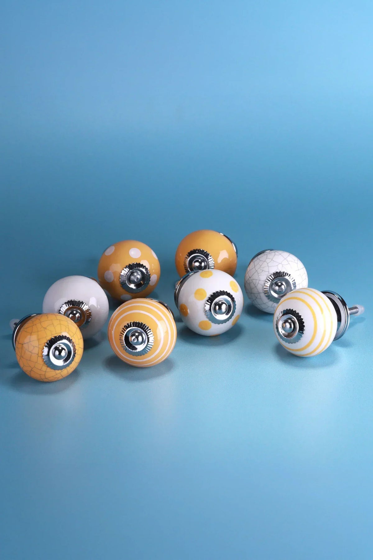 Sunny Yellow Hand-Painted Ceramic Cabinet Knobs, Set of 8 — view 5, G Decor