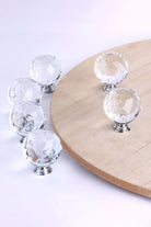 Round Diamond-Cut Crystal Glass Cabinet Knobs Set of 6 — G Decor