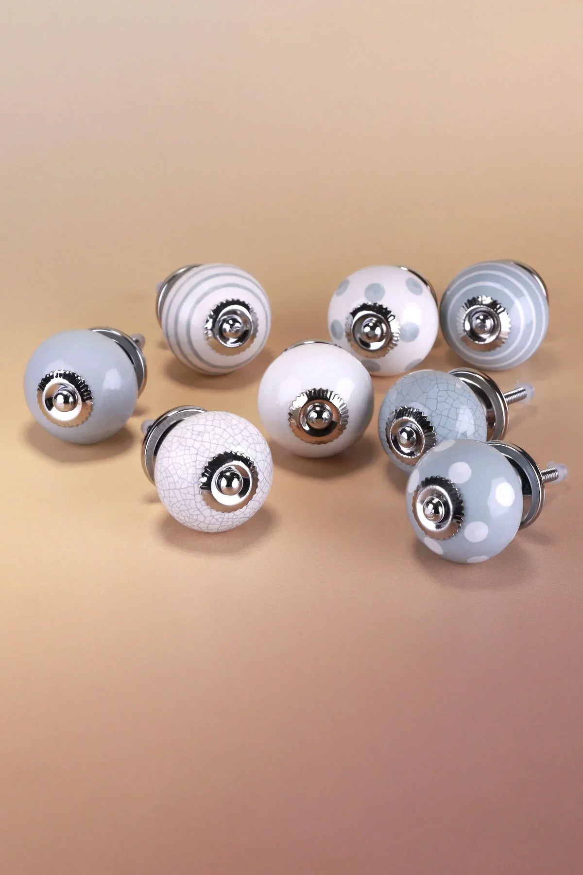 Quiet Living Hand-Painted Ceramic Cabinet Knobs Set of 8 — close-up view, G Decor