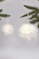 White Feather Christmas Bauble with Silver Glitter Tips — G Decor