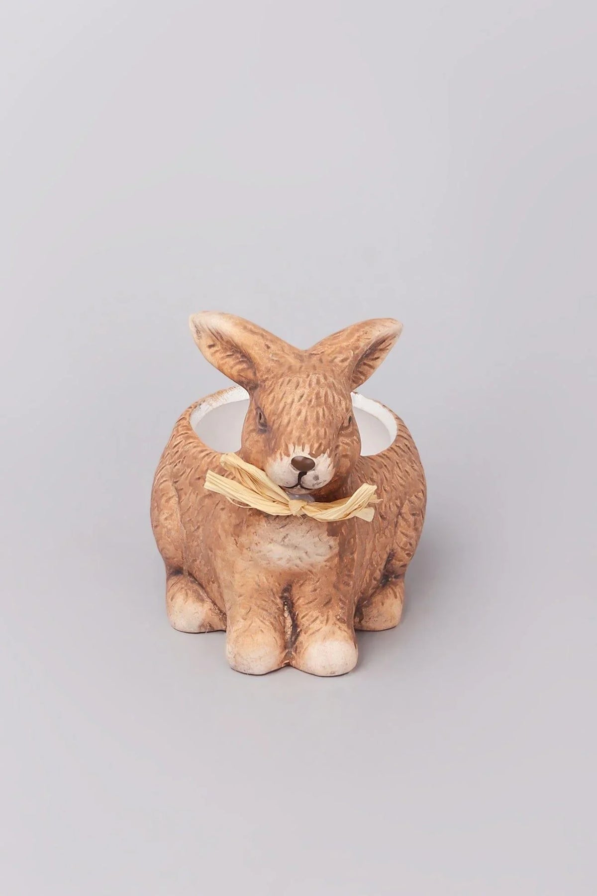 Hand-Painted Ceramic Rabbit Planter — close-up view, G Decor