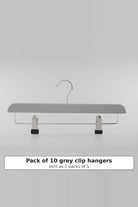Grey wooden clip hanger with two metal clips, sold as a pack of 10 (sent as 2 packs of 5)