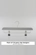 Grey wooden clip hanger with two metal clips, sold as a pack of 10 (sent as 2 packs of 5)