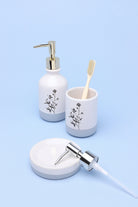 Three-Piece Artistic Floral Bathroom Set in Cream Gold and Chrome — G Decor