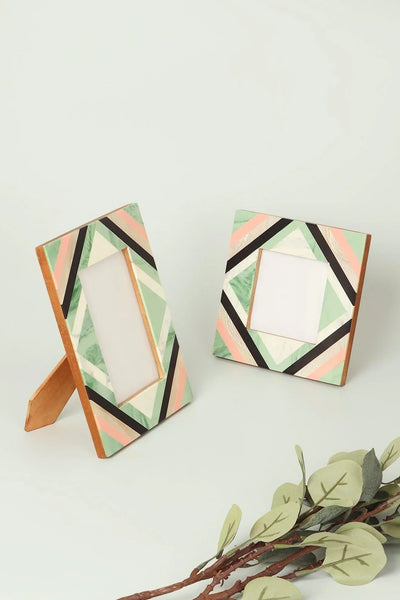 Blush Pastel Mosaic Mother of Pearl and Marble Photo Frame