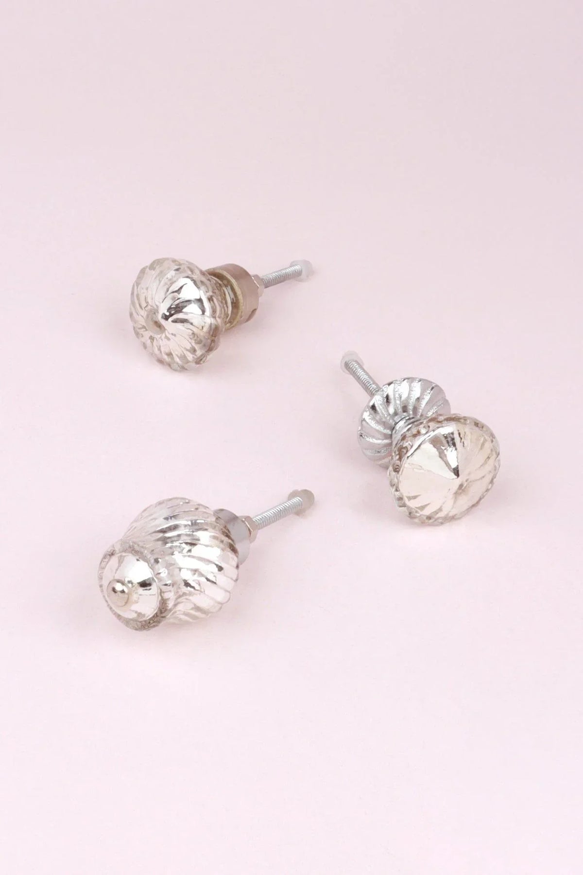 Celestia Swirl Mercury Glass Cabinet Knob in Silver Chrome — G Decor