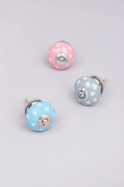 Pastel Polka Hearts Ceramic Cabinet Knob