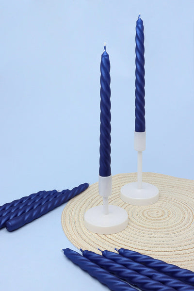 Coraline Cérulea Royalblaue gedrehte Tafelkerzen