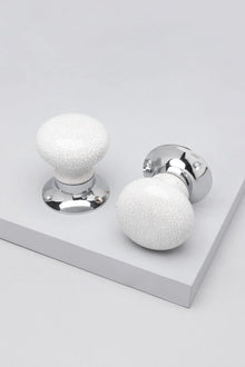 Crackle Glaze White Ceramic Mortice Door Knobs with Chrome Base