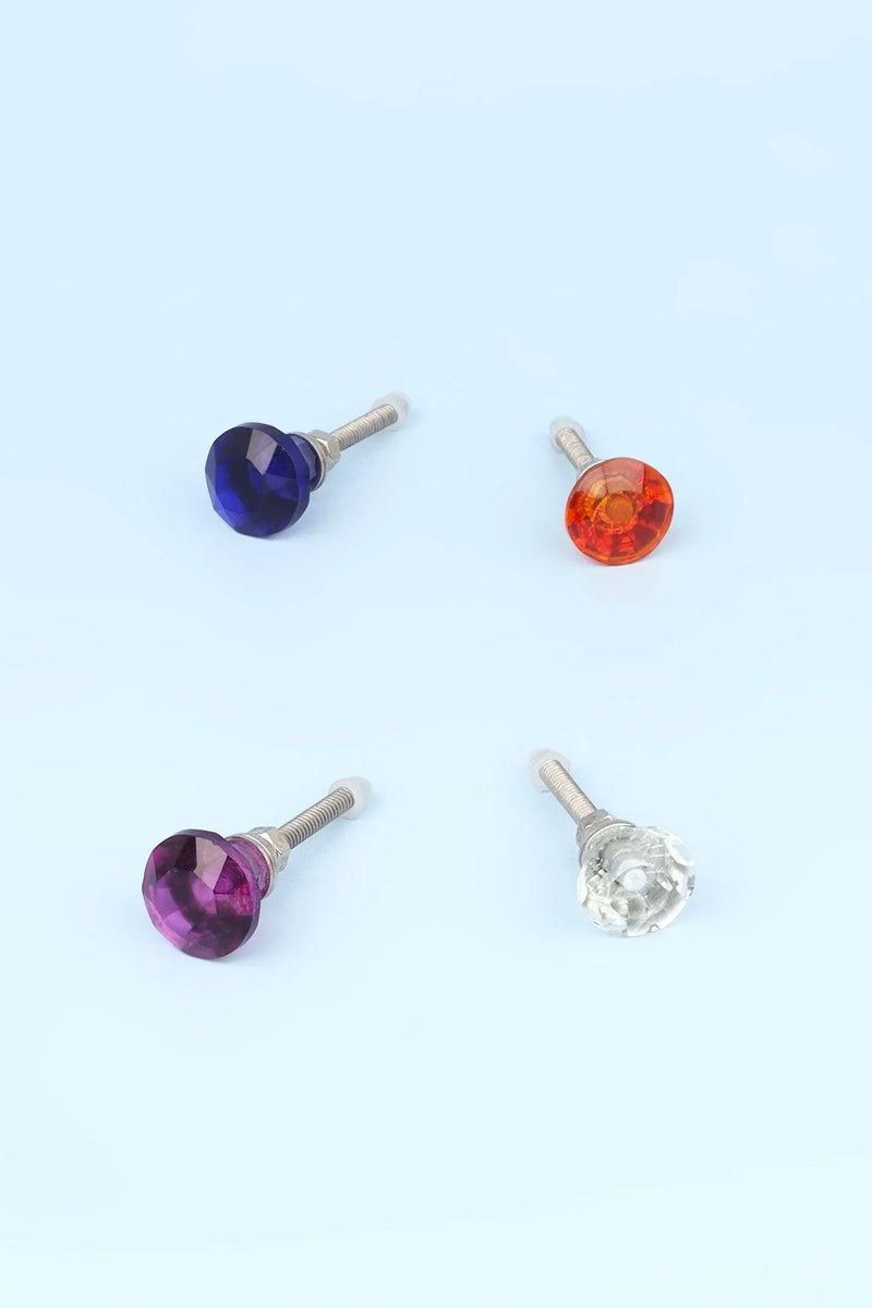 Crystal Faceted Glass Cabinet Knob in Jewel Tones (22mm)