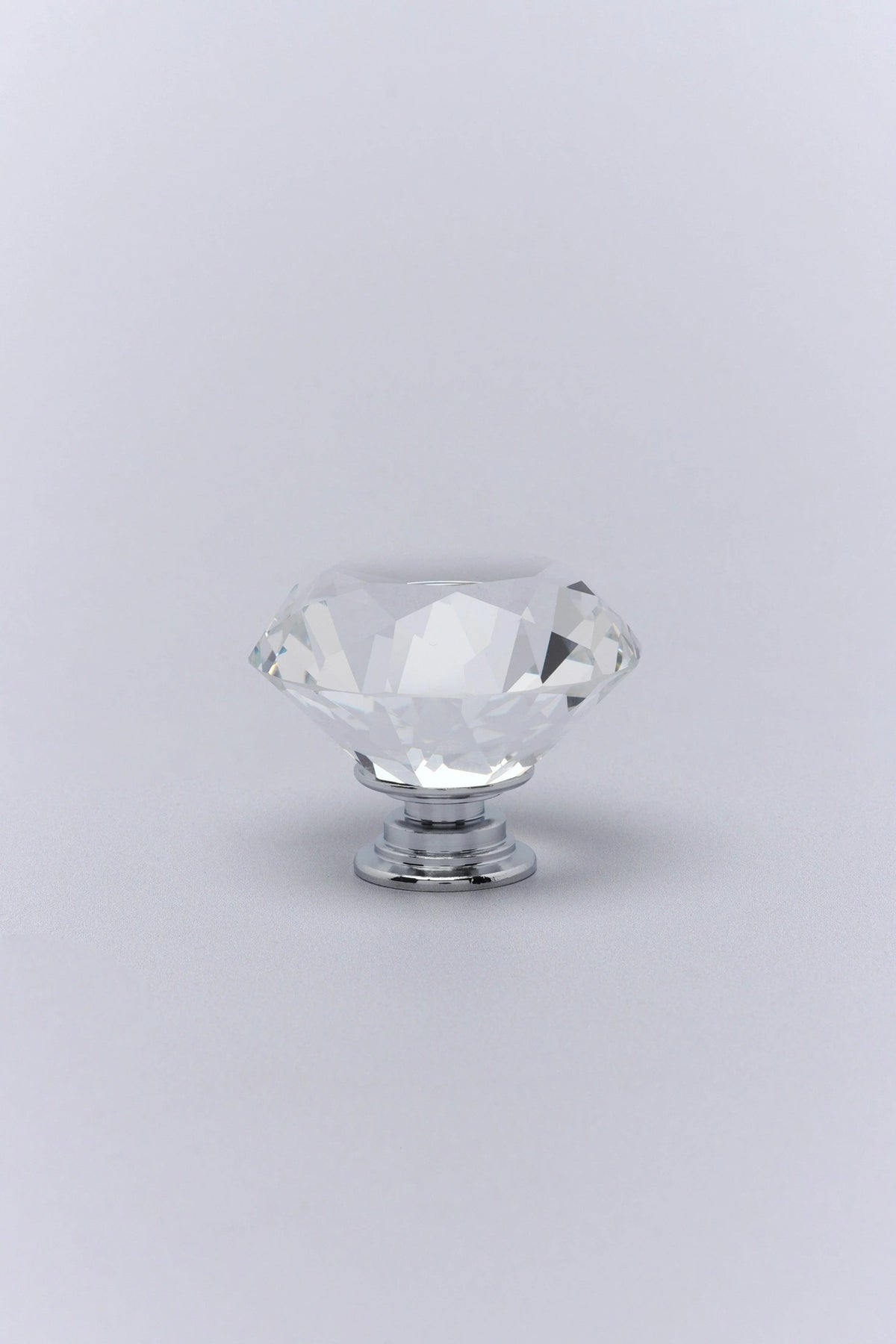 Diamond-Cut Crystal Glass Cabinet Knob with Chrome Base — alternate view, G Decor