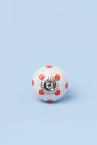 Polka Dot Ceramic Cabinet Knob in Orange and Red — alternate view, G Decor