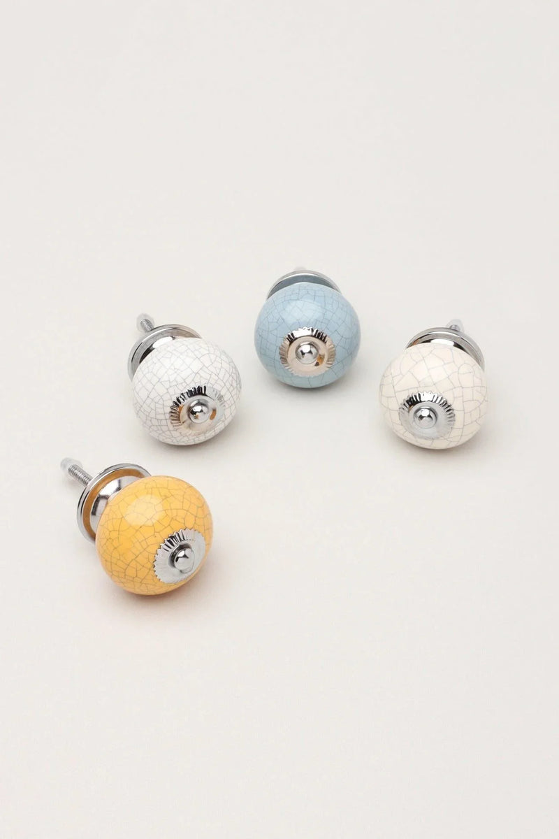 Crackle Ceramic Cabinet Knob in Pastel Colours