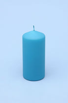 Henry Velvet Matte Soft Touch Pillar Candle in Powder Blue — alternate view, G Decor