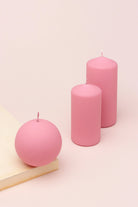 Henry Velvet Matte Soft Touch Pillar Candle in Powder Pink — G Decor