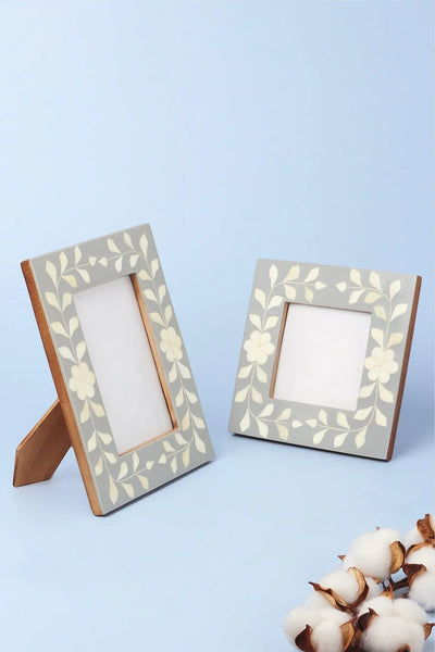 Fotorahmen Jolie Bone Inlay in Grau geblümt