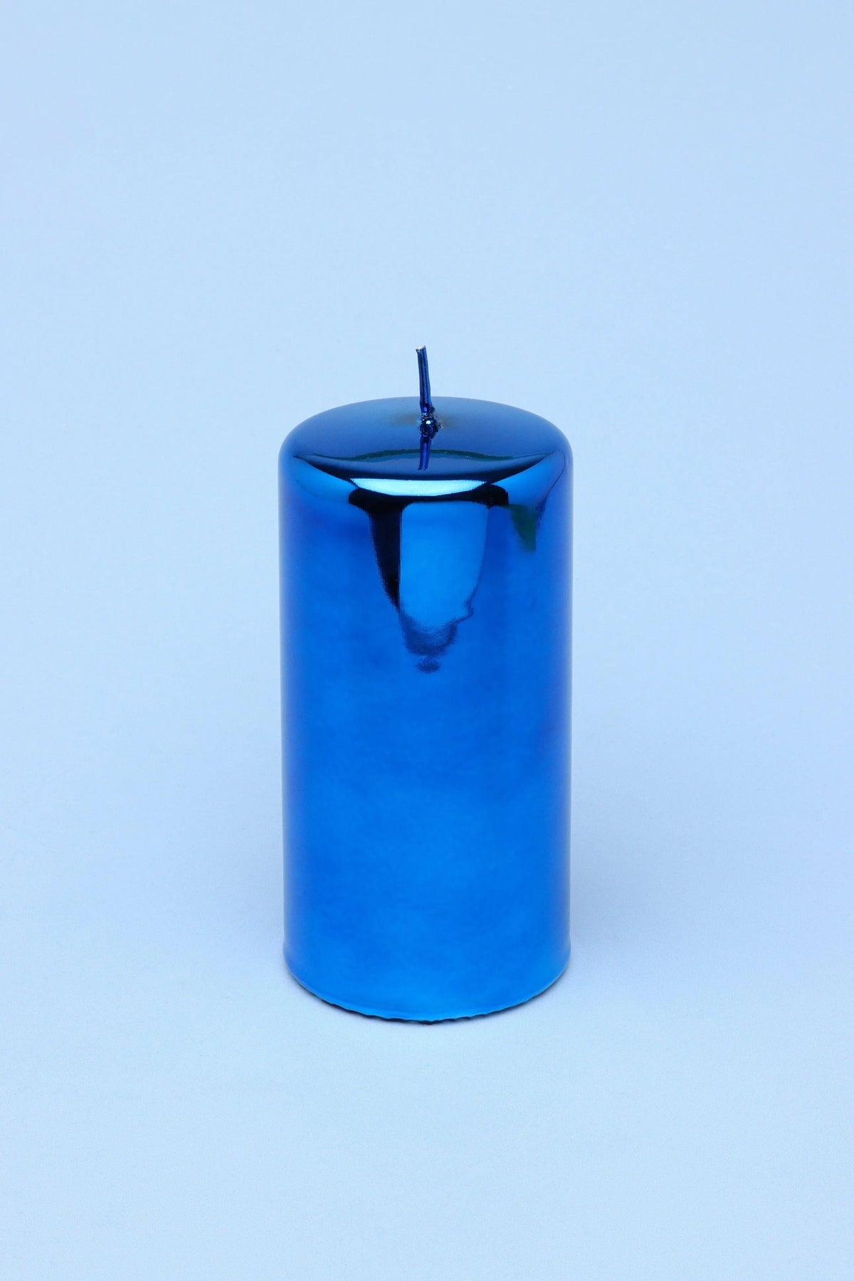 Clarae Reflet Mirror Glass Pillar and Ball Candle in Electric Azure — lifestyle view, G Decor