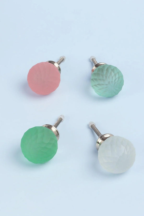 Moonlit Gem Spiral Matte Glass Cabinet Knob in Light Colours