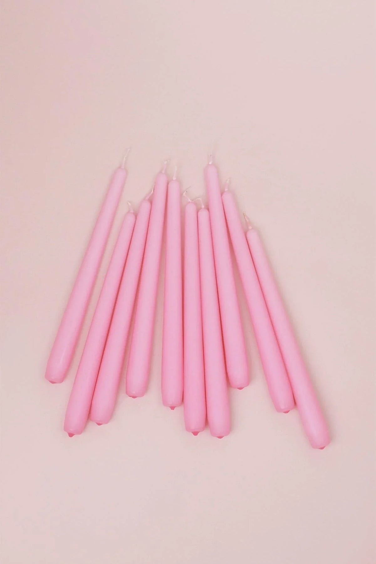 Pastelaria Baby Pink Tall Pastel Taper Candles — close-up view, G Decor