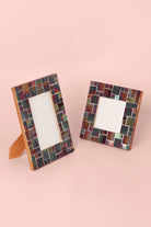 Rainbow Glass Mosaic Photo Frame — close-up view, G Decor
