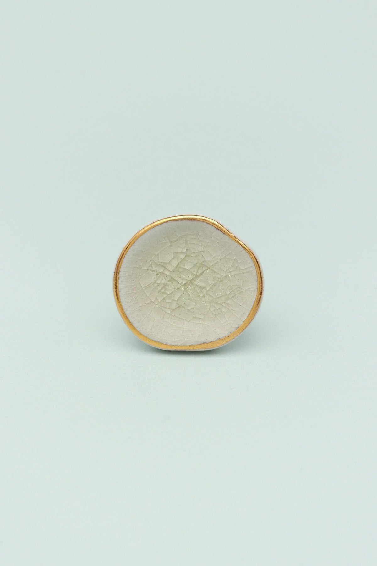 Rhodes Hand-Painted Ceramic Cabinet Knob with Gold Trim — close-up view, G Decor