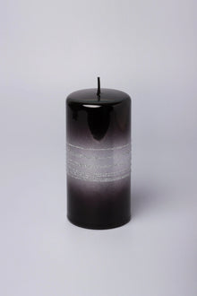 Roselane Mirror Glass Pillar Candle — Obsidian Black & Silver