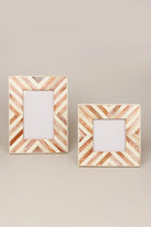 Santa Fe Bone and Wood Chevron Photo Frame — alternate view, G Decor