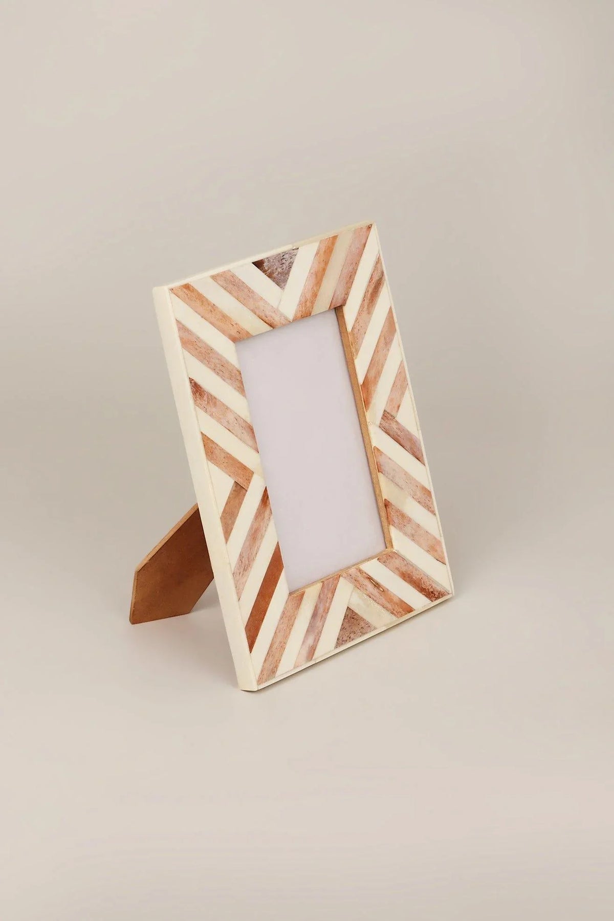 Santa Fe Bone and Wood Chevron Photo Frame — view 6, G Decor
