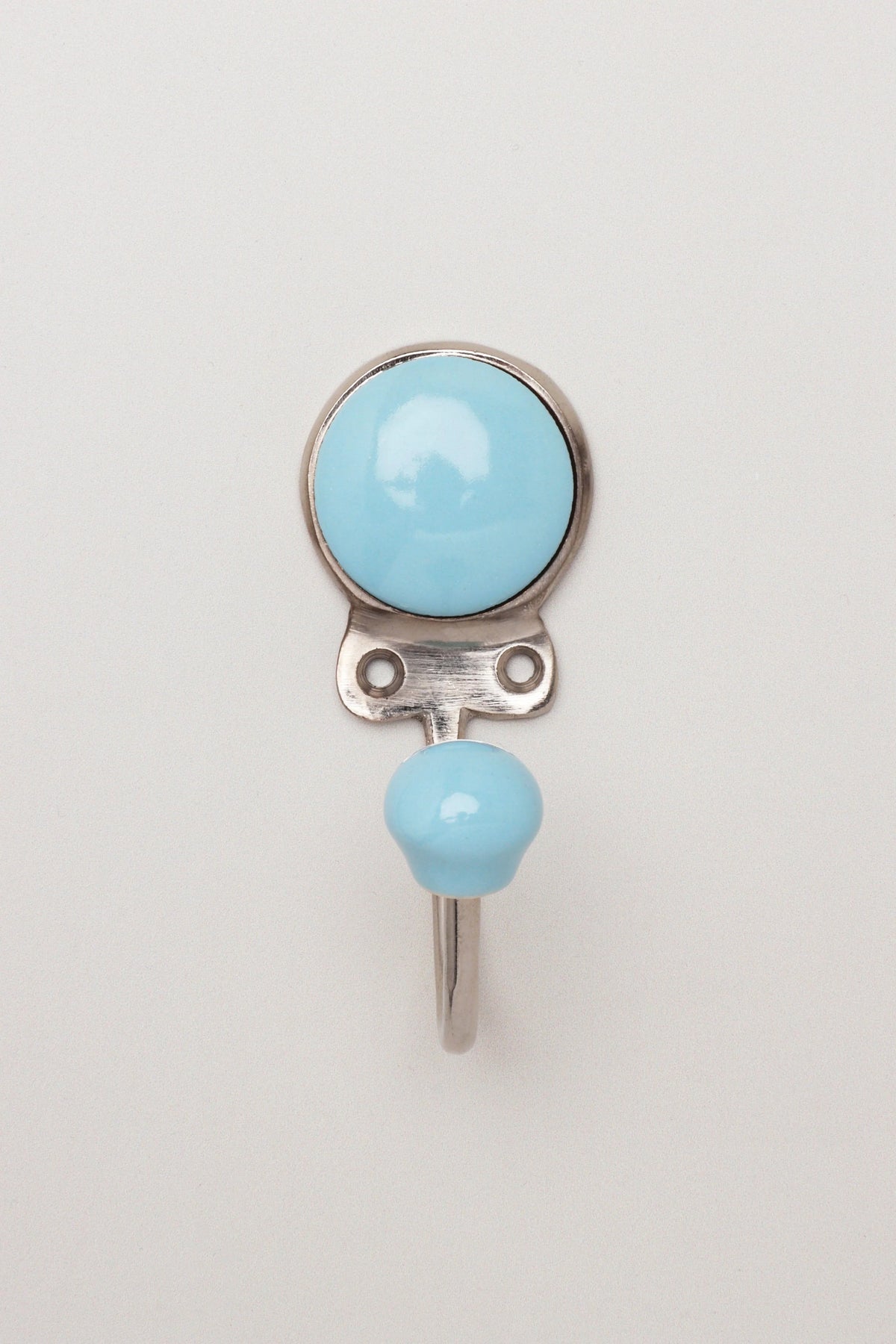 Savoy Ceramic Wall Hook in Ice Tones with Chrome — alternate view, G Decor
