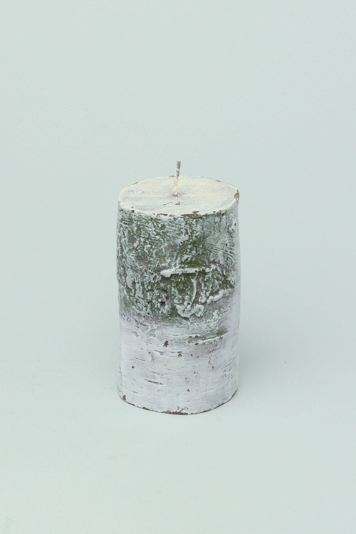 Scandinavian Birch Tree Hand-Finished Pillar Candle — close-up view, G Decor
