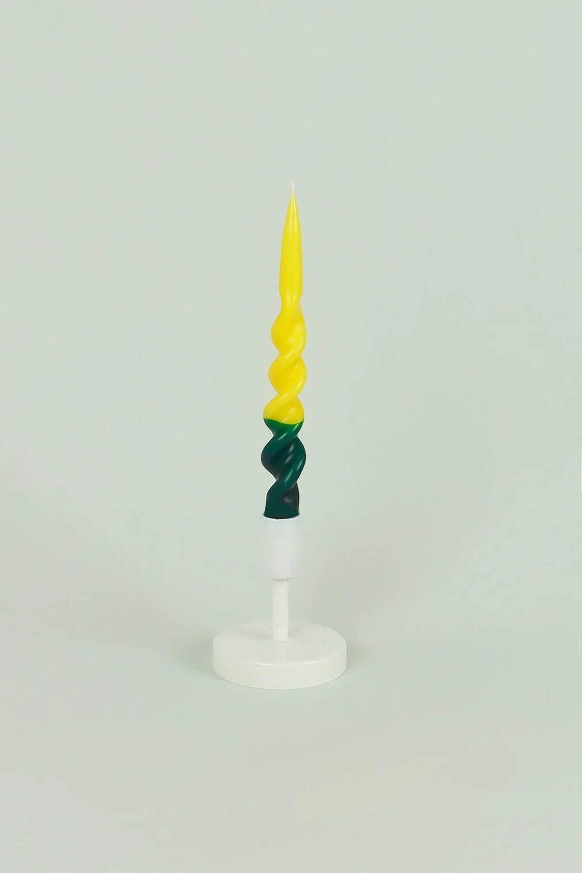 Twist and Pop Pair of Yellow and Dark Green Twisted Taper Candles — alternate view, G Decor
