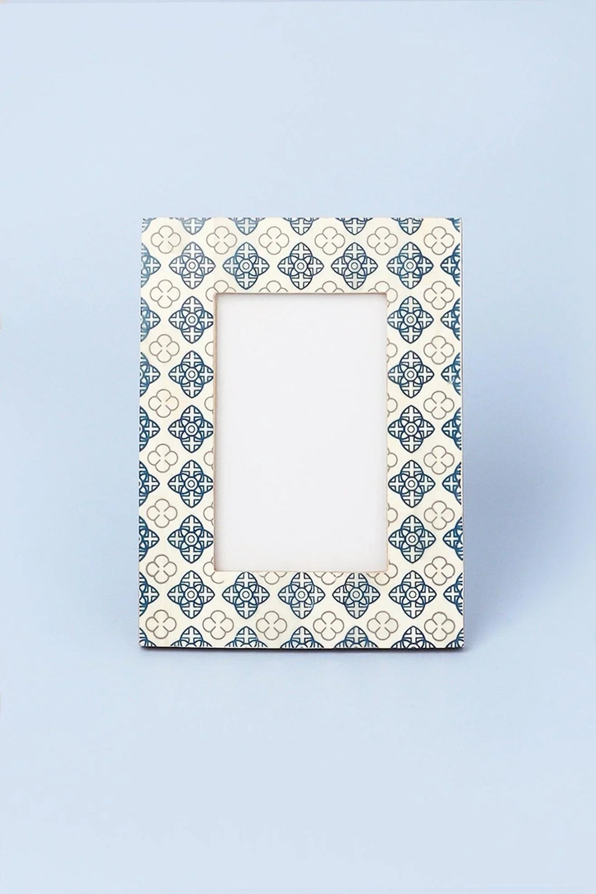 Tangier Blue Floral Inlay Photo Frame — lifestyle view, G Decor