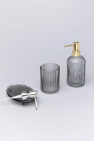 Vienna Three-Piece Grey Glass Bathroom Accessory Set — G Decor