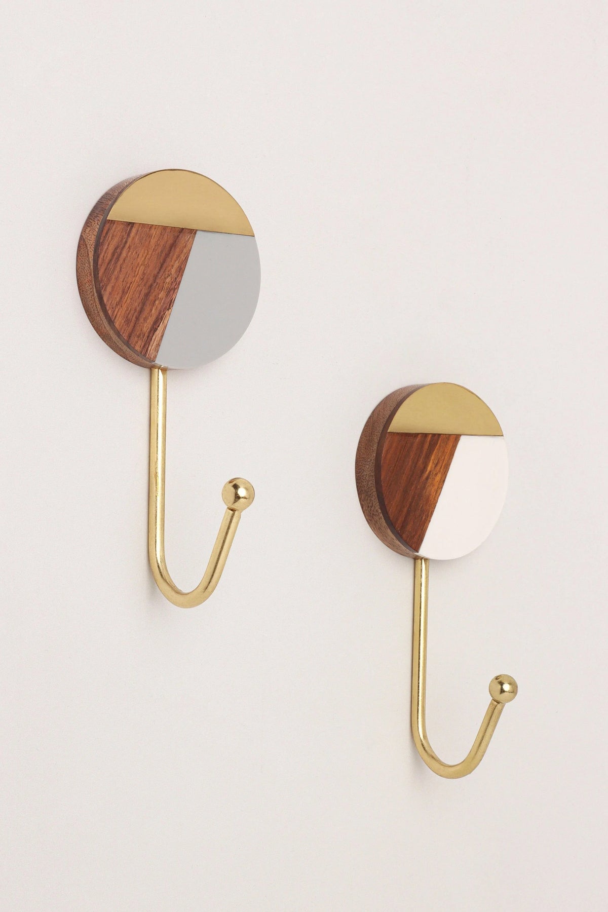 Three-Tone Wood Resin and Brass Wall Coat Hook — G Decor