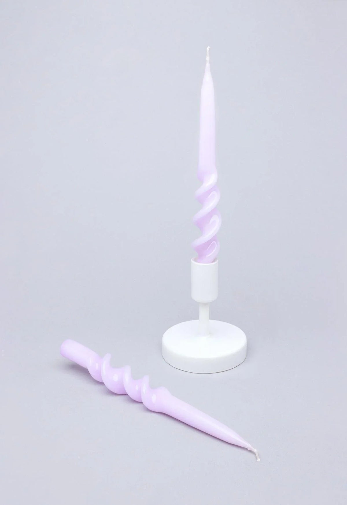 Twiselle Pair of Lilac Spiral Twisted Taper Candles — G Decor