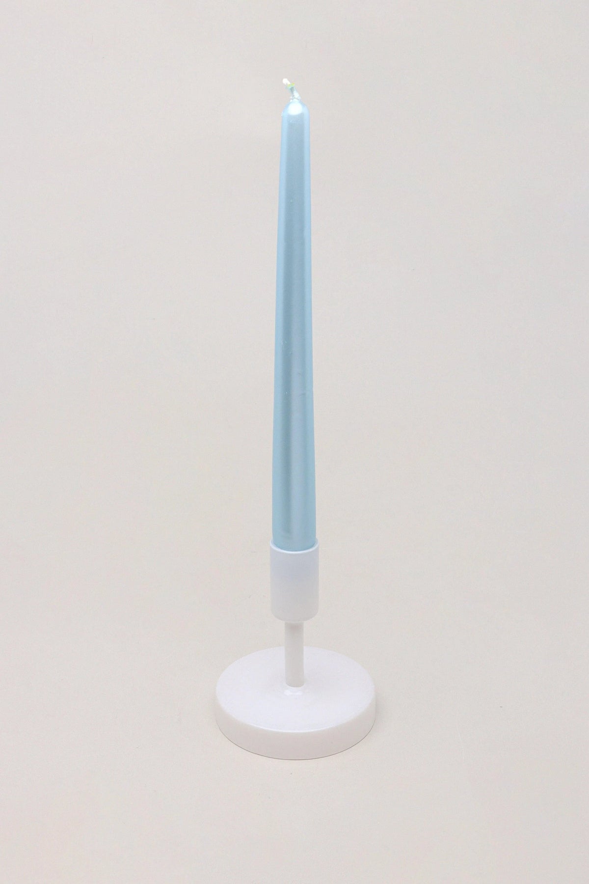Velaré Blue Sky Tall Opaline Taper Candles — close-up view, G Decor