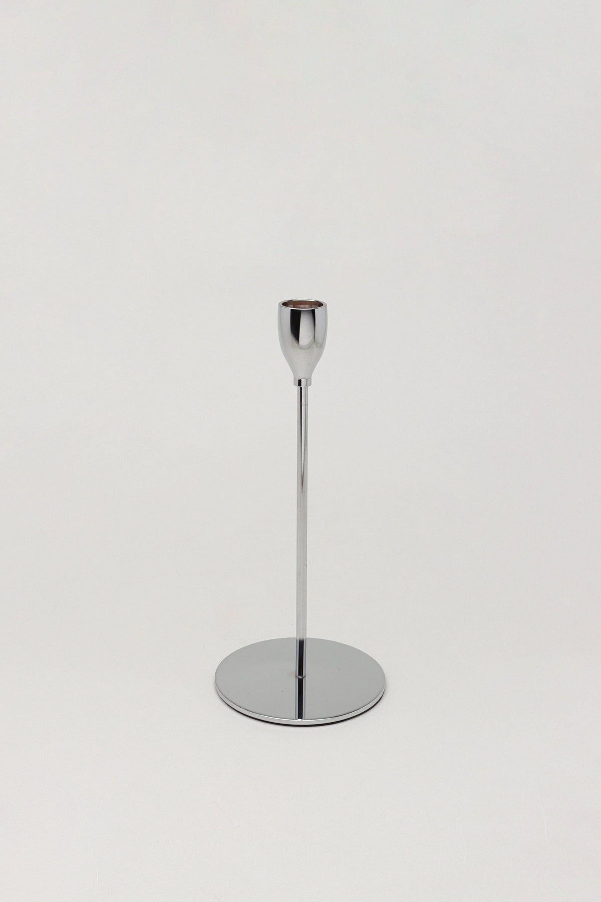 Verro Set of 3 Stainless Steel Dinner Candlesticks in Silver — lifestyle view, G Decor
