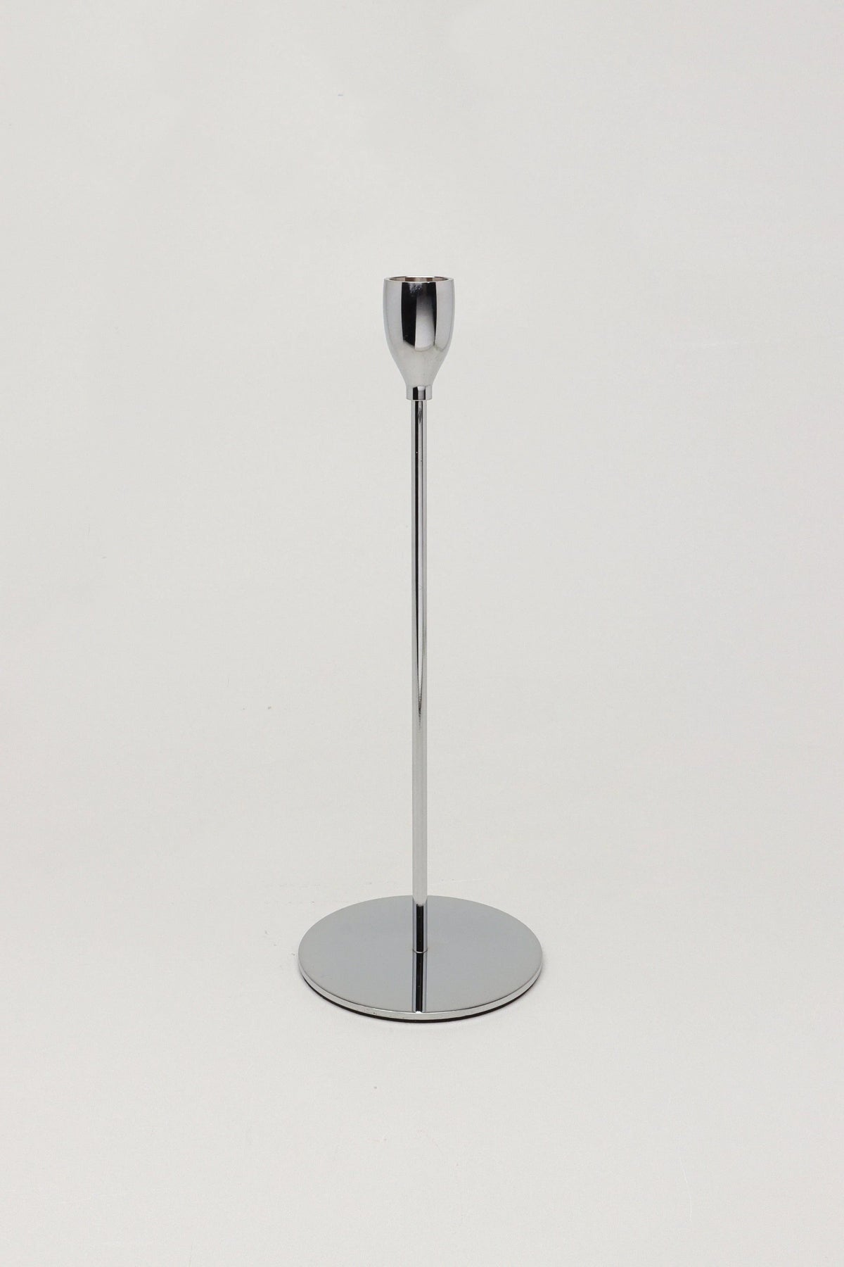 Verro Set of 3 Stainless Steel Dinner Candlesticks in Silver — close-up view, G Decor